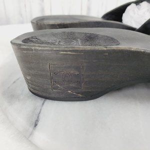 CHANEL | Shoes | Chanel Wooden Slides With Suede Straps | Poshmark